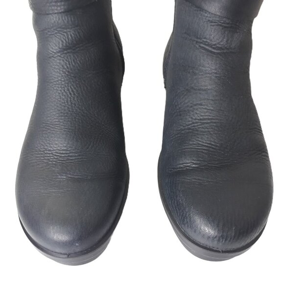 Ecco Skyler Hydromax Leather Black Moto Wedge Ankle Boot 40EU/9US - Picture 3 of 12